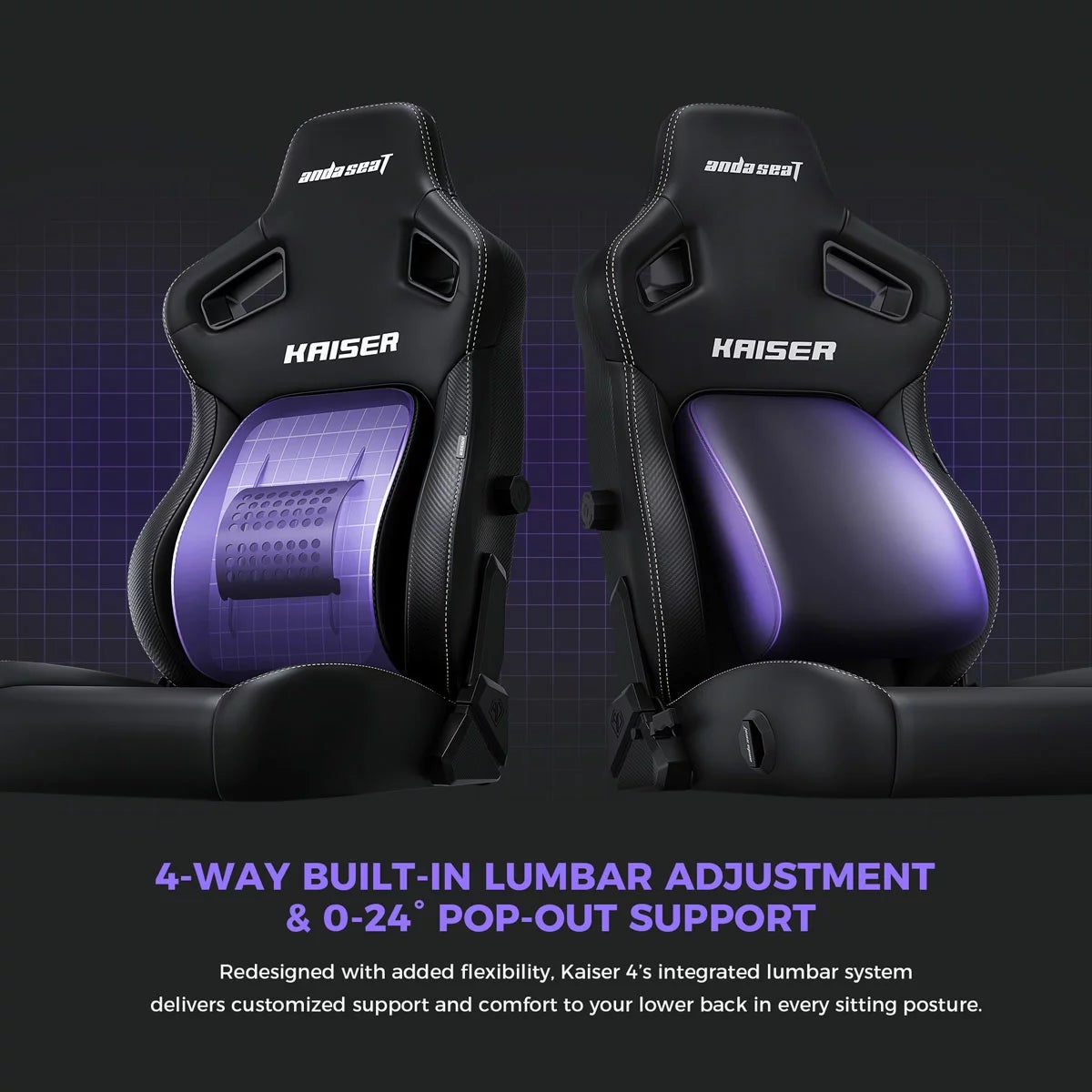 anda seaT Kaiser Series 4 Large Gaming Chair, Purple, view 3