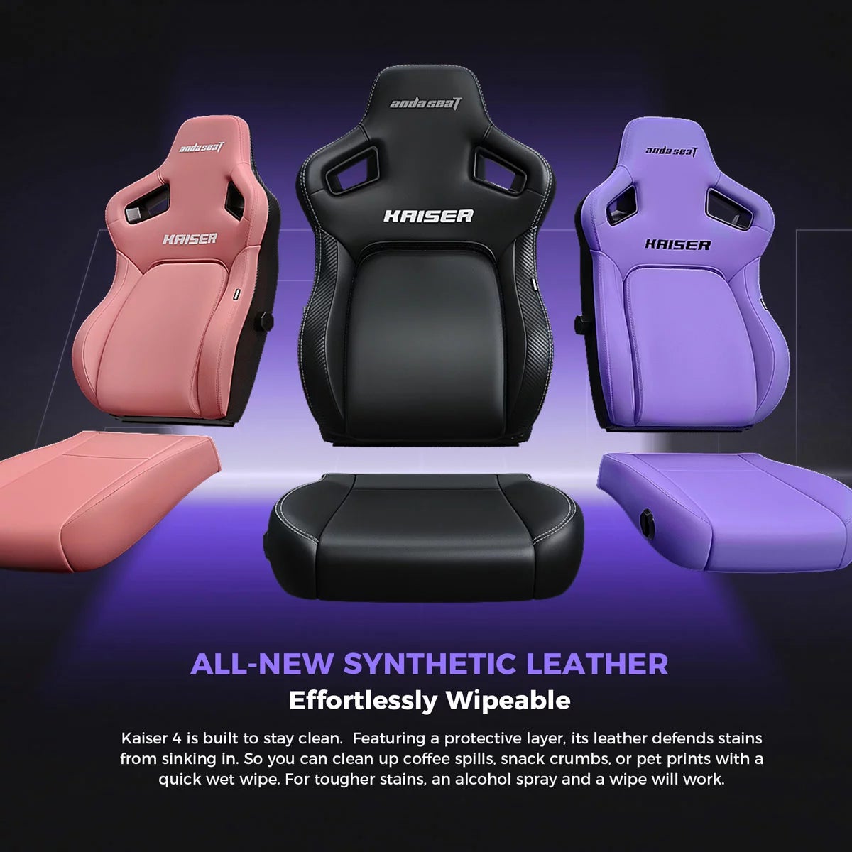 anda seaT Kaiser Series 4 Large Gaming Chair, Purple, view 4