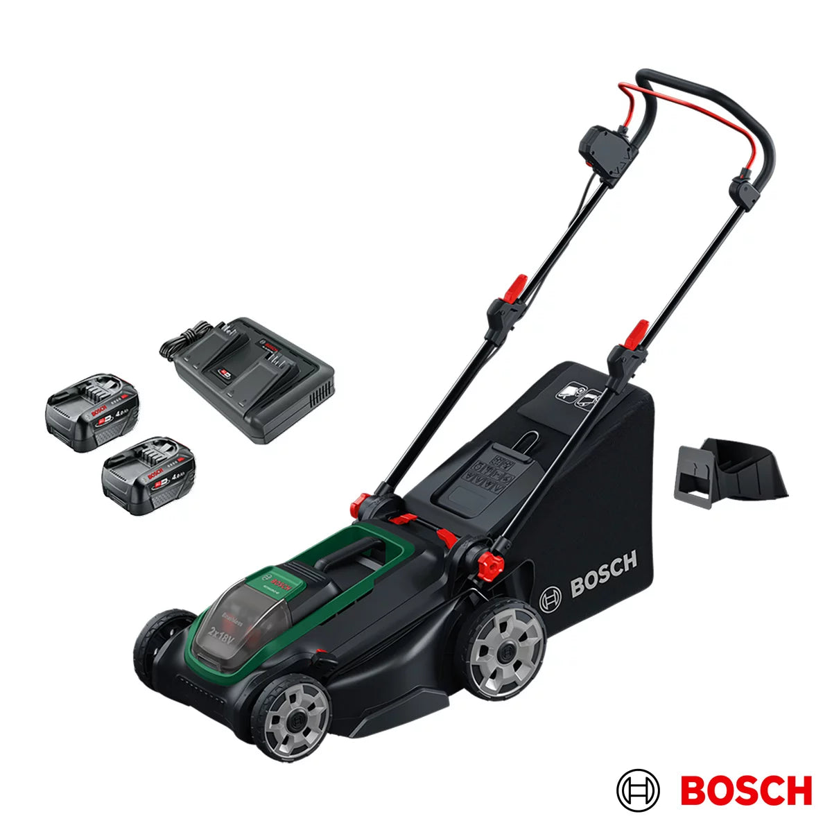 Bosch Rotak 36V (4Ah) Hand-Propelled, 43cm Cutting Width, Cordless Battery