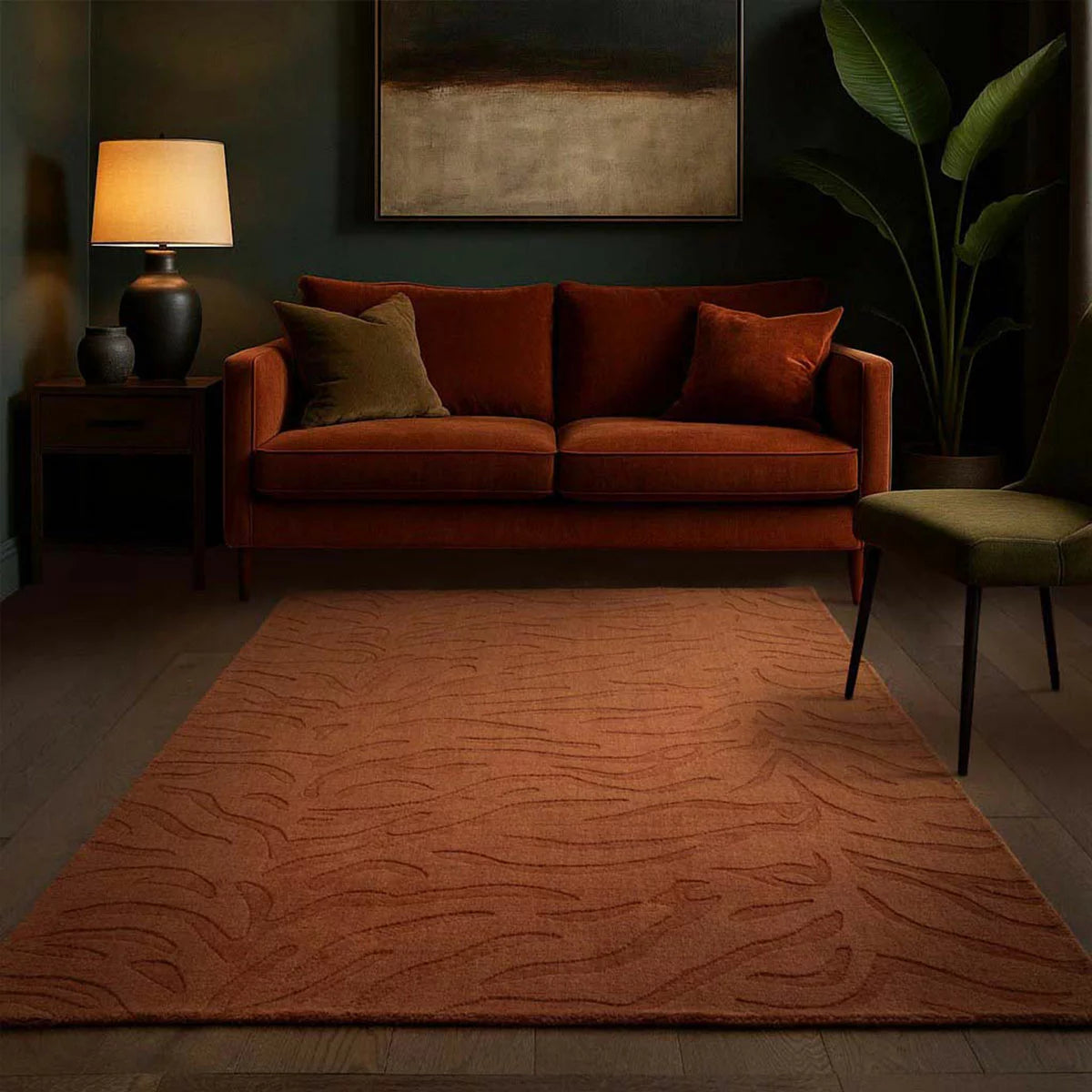 Tigra Animal Print Spice Orange Rug, in 3 Sizes