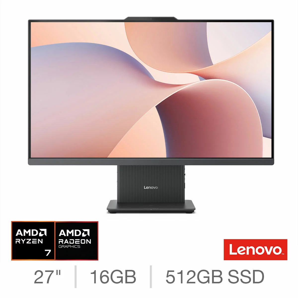 Lenovo IdeaCentre, AMD Ryzen 7, 16GB, 512GB SSD, 27 inch All In One Desktop
