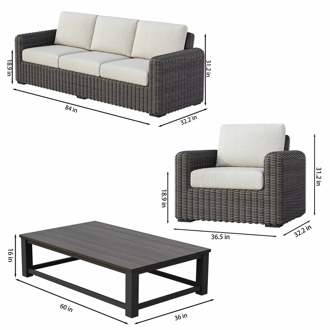 Foremost Salina 4 Piece Wicker Deep Seating Set + Cover