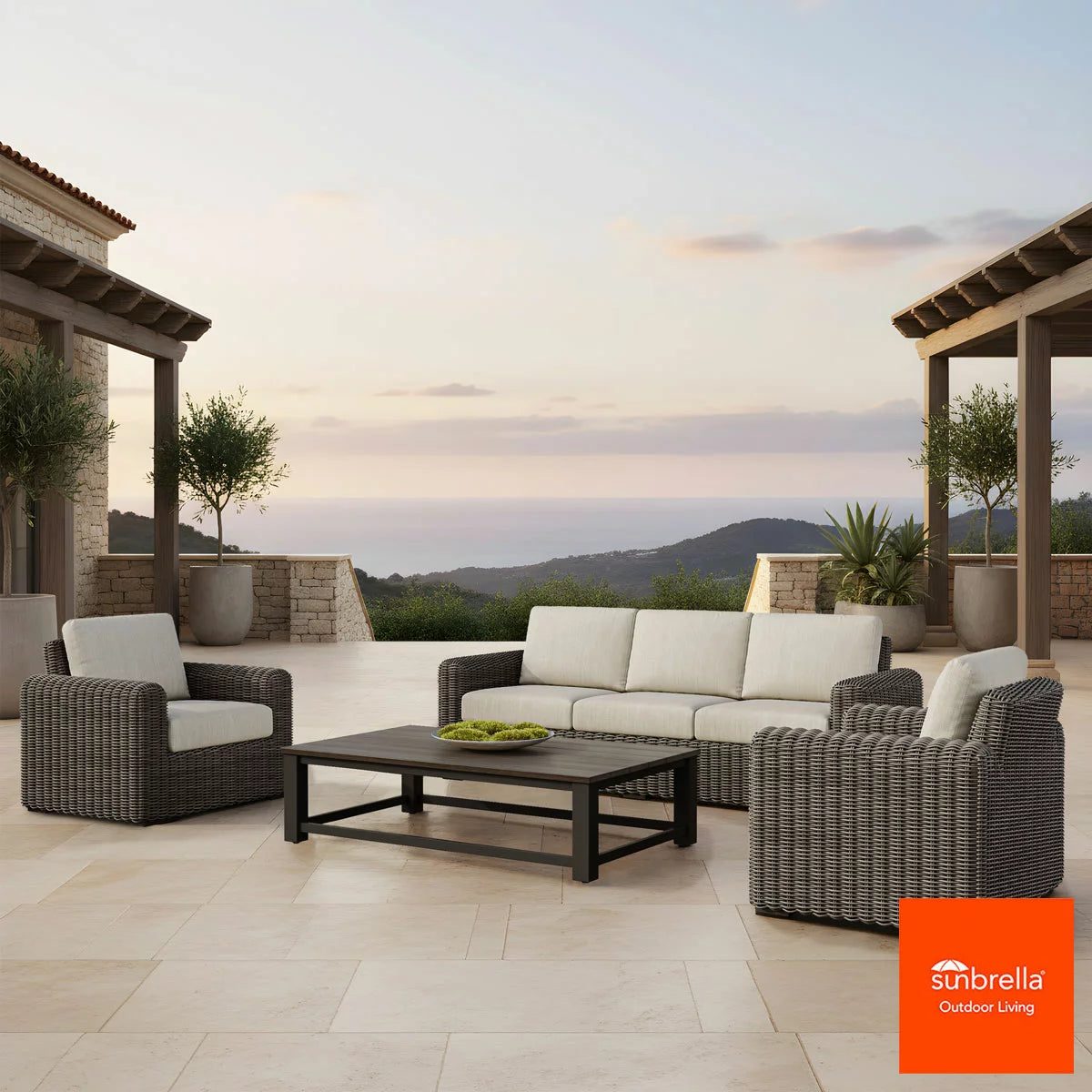 Foremost Salina 4 Piece Wicker Deep Seating Set + Cover