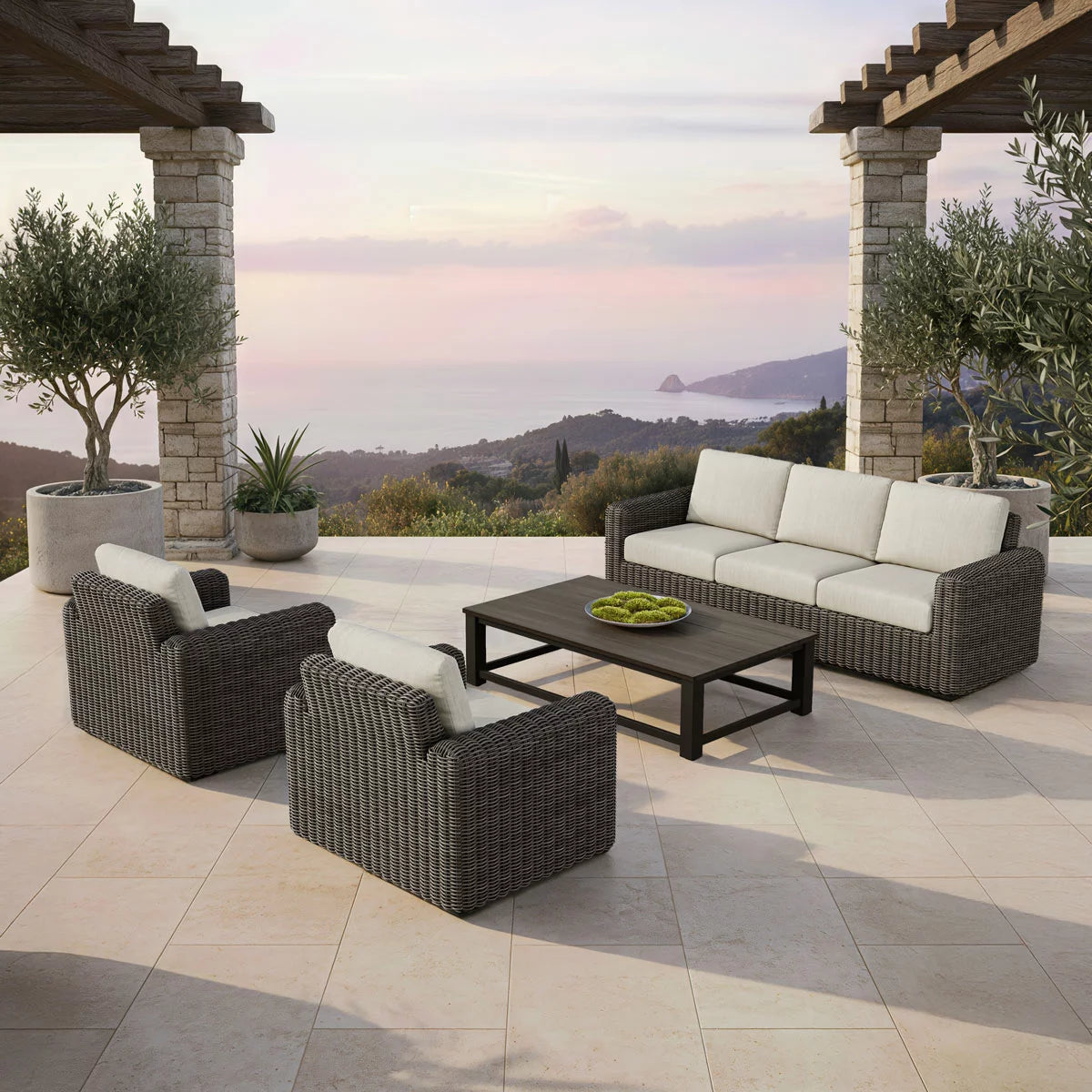 Foremost Salina 4 Piece Wicker Deep Seating Set + Cover