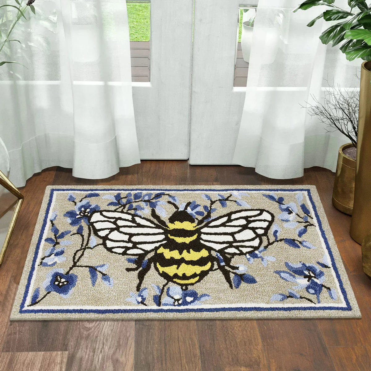 Spring Colourful Hooked Accent Rug in 4 Designs, 56 x 97 cm