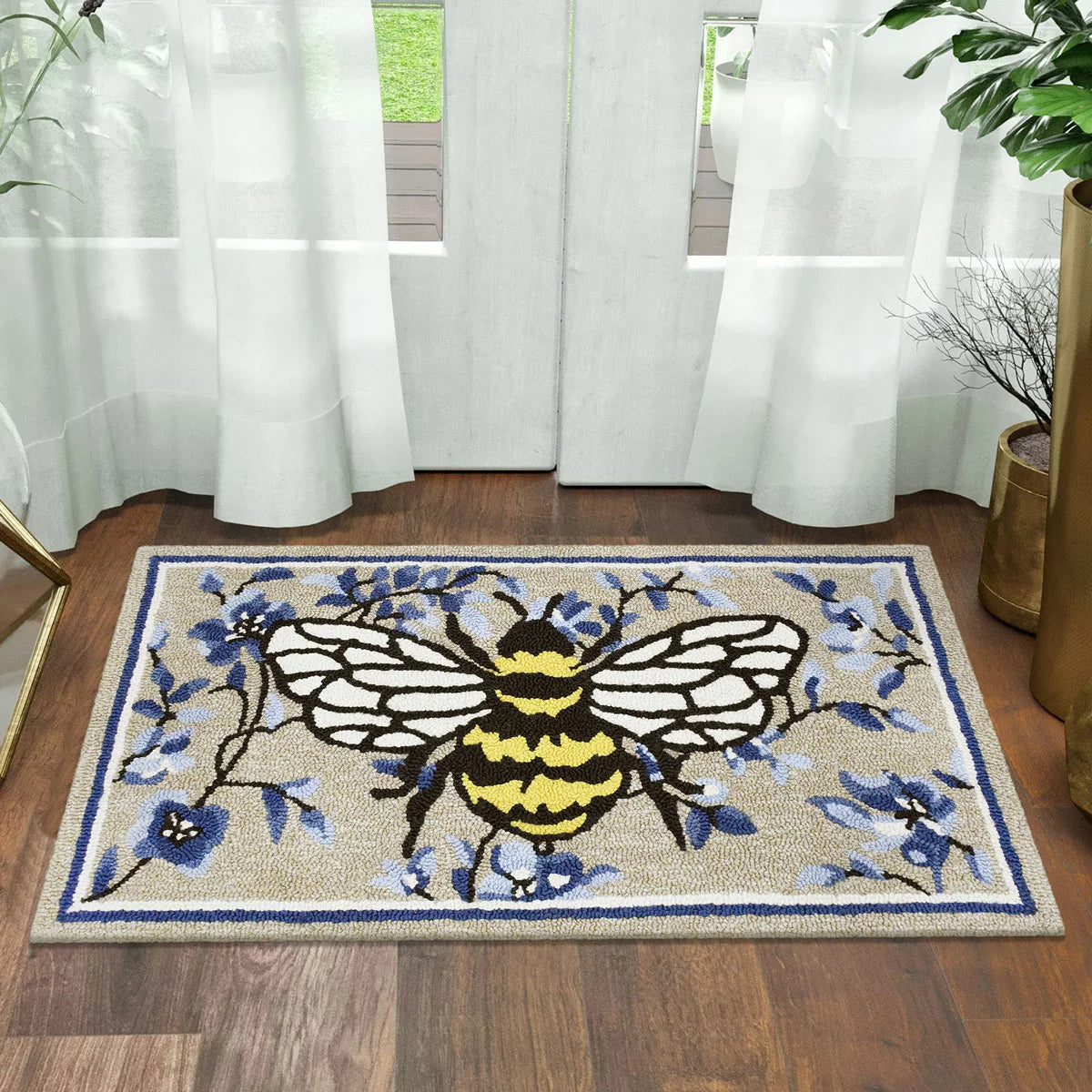 Spring Colourful Hooked Accent Rug in 4 Designs, 56 x 97 cm