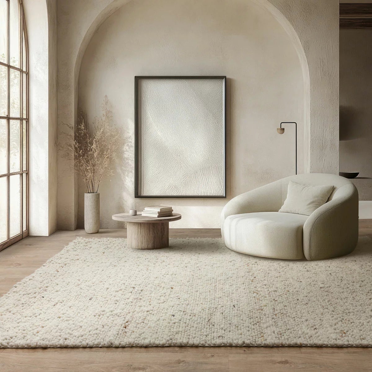 Adler Bouclé Wool Ivory Rug, in 3 Sizes