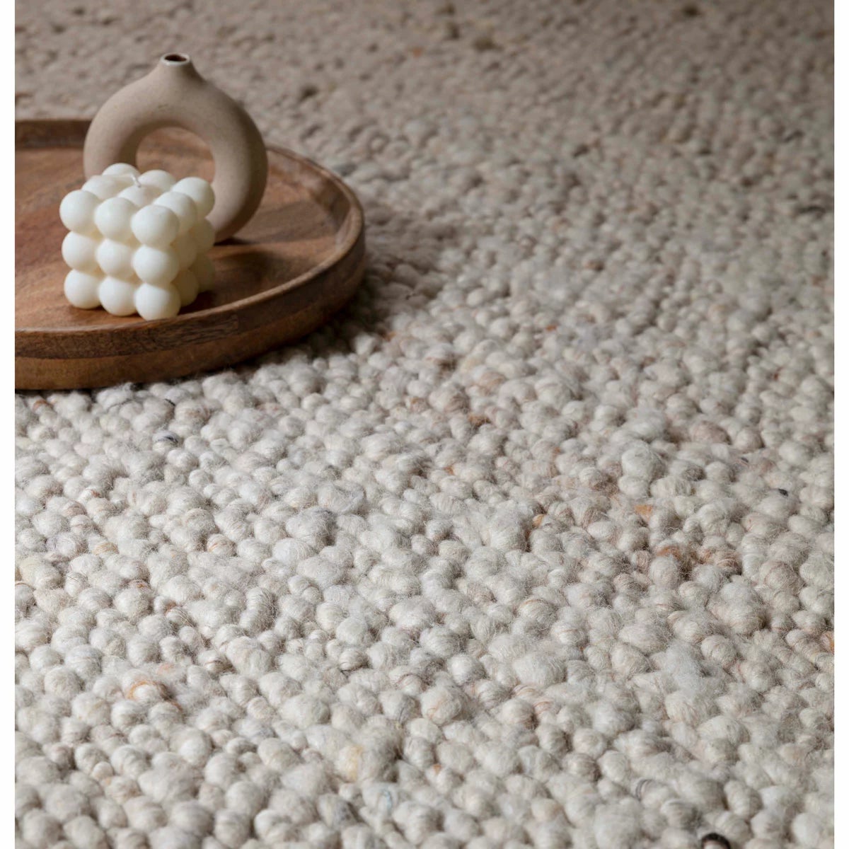 Adler Bouclé Wool Ivory Rug, in 3 Sizes, view 2