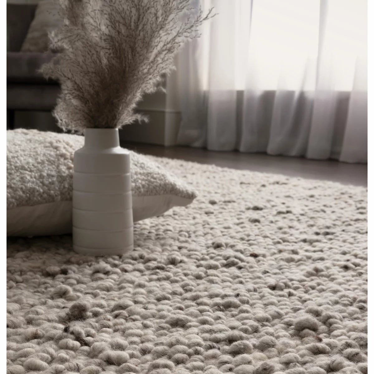 Adler Bouclé Wool Silver Rug, in 3 Sizes, view 2