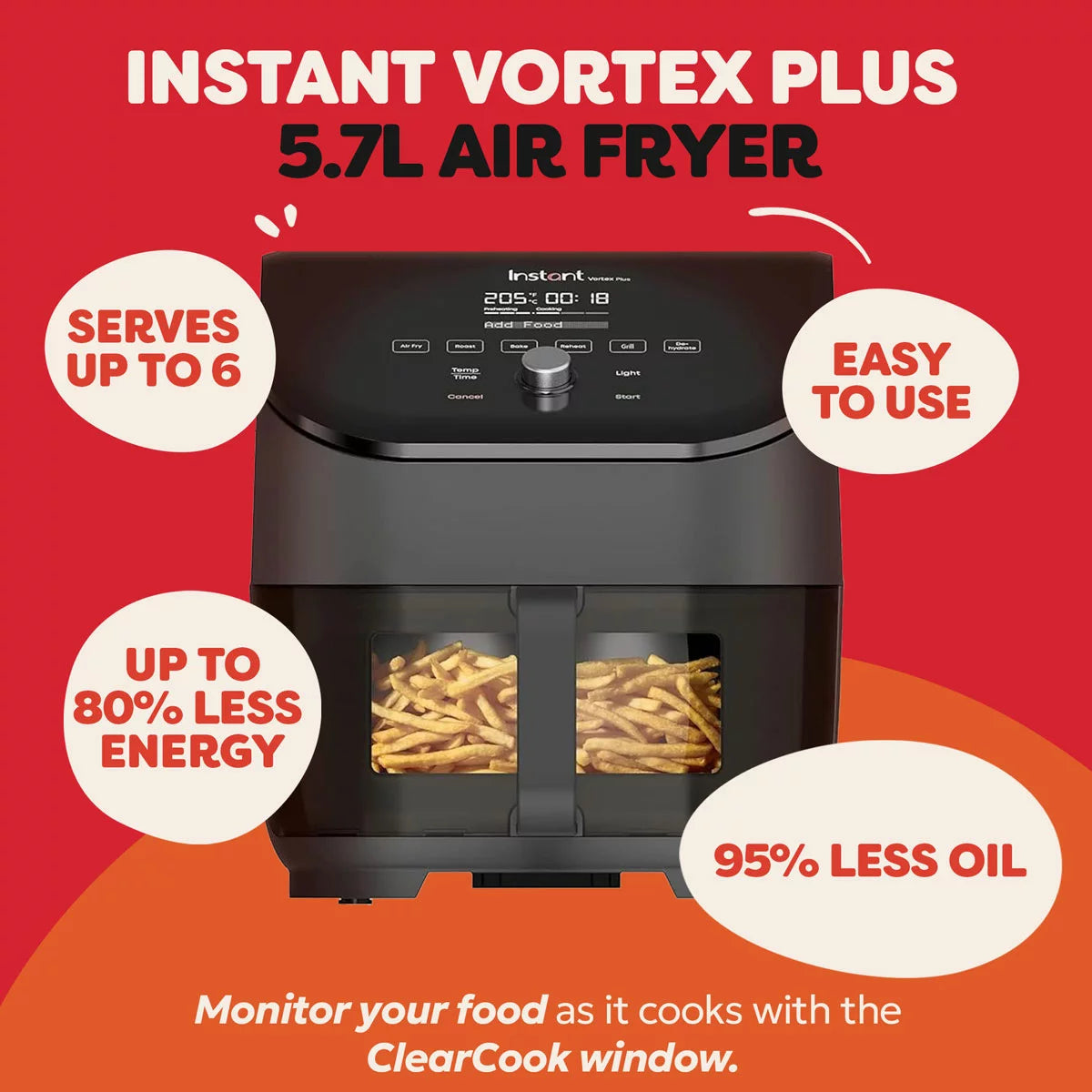Instant Vortex Plus With ClearCook Air Fryer 5.7L in Black