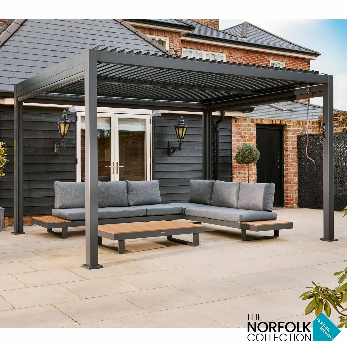 Alvivo 9ft 7" x 12ft 10" (2.9 x 3.9m) Louvered Aluminium Pergola Bundle
