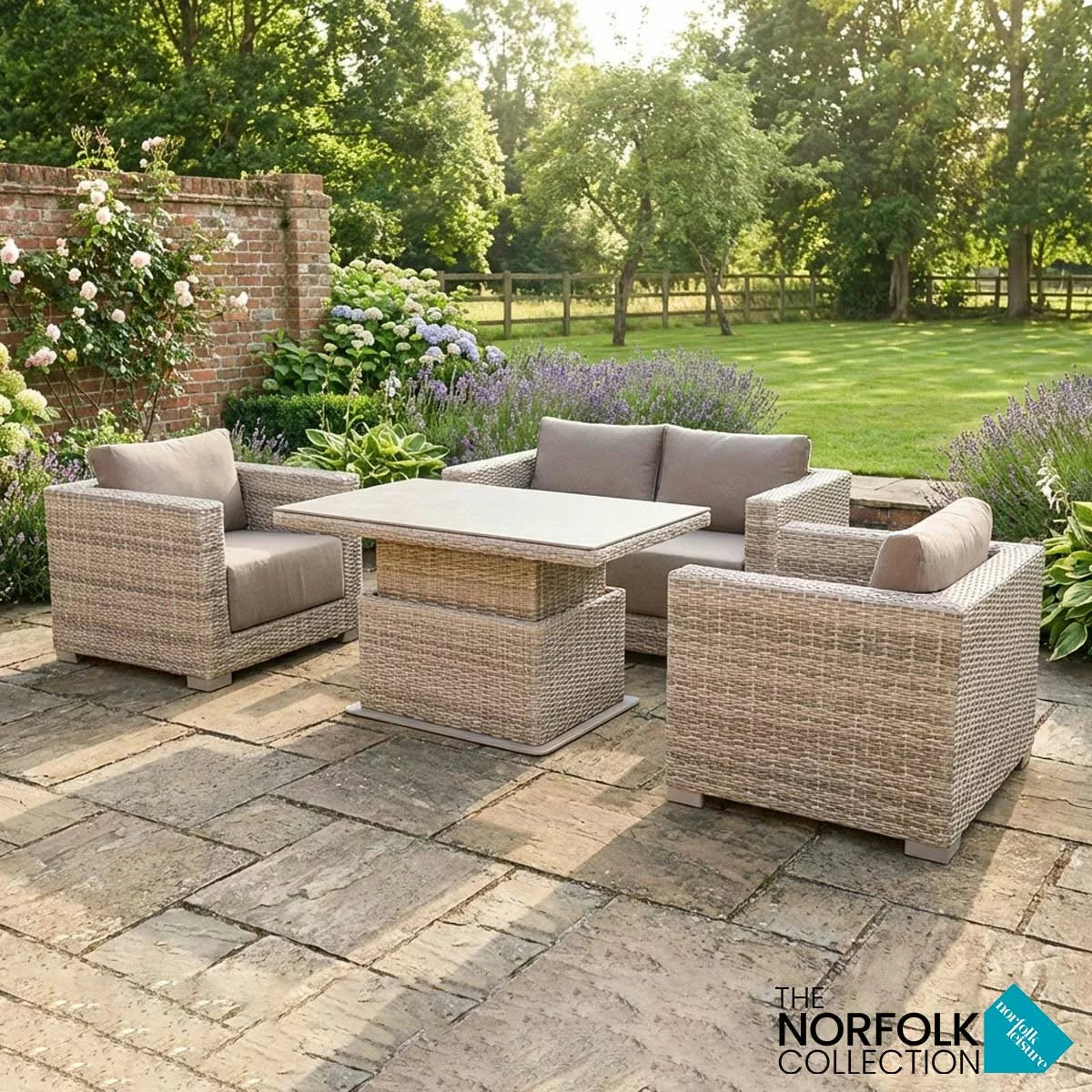 Norfolk Leisure Cunningham 4 Piece Deep Seating Set with Gas Height Adjustable