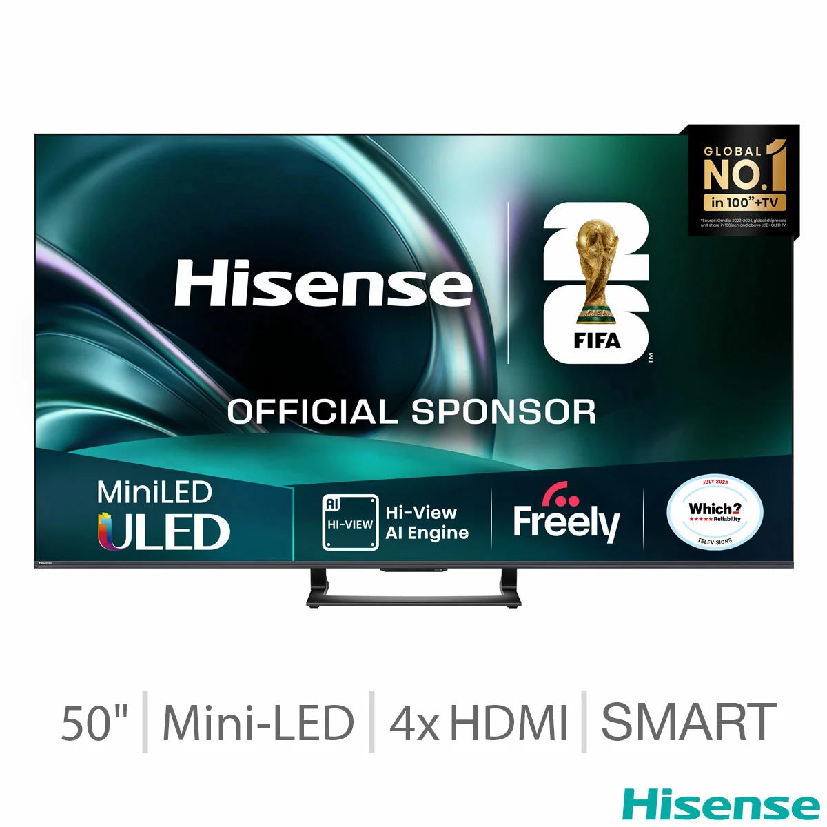Hisense 50U7QTUK 50 Inch Mini LED HD Smart TV