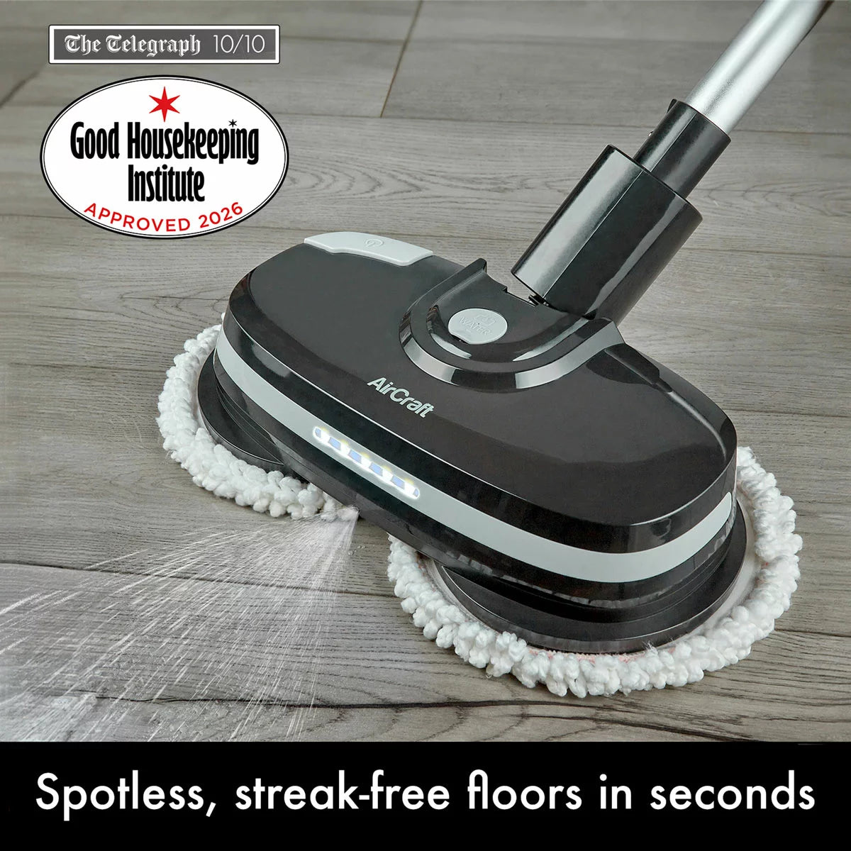AirCraft PowerGlide Cordless Hard Floor Cleaner & Polisher Black + Extra Set
