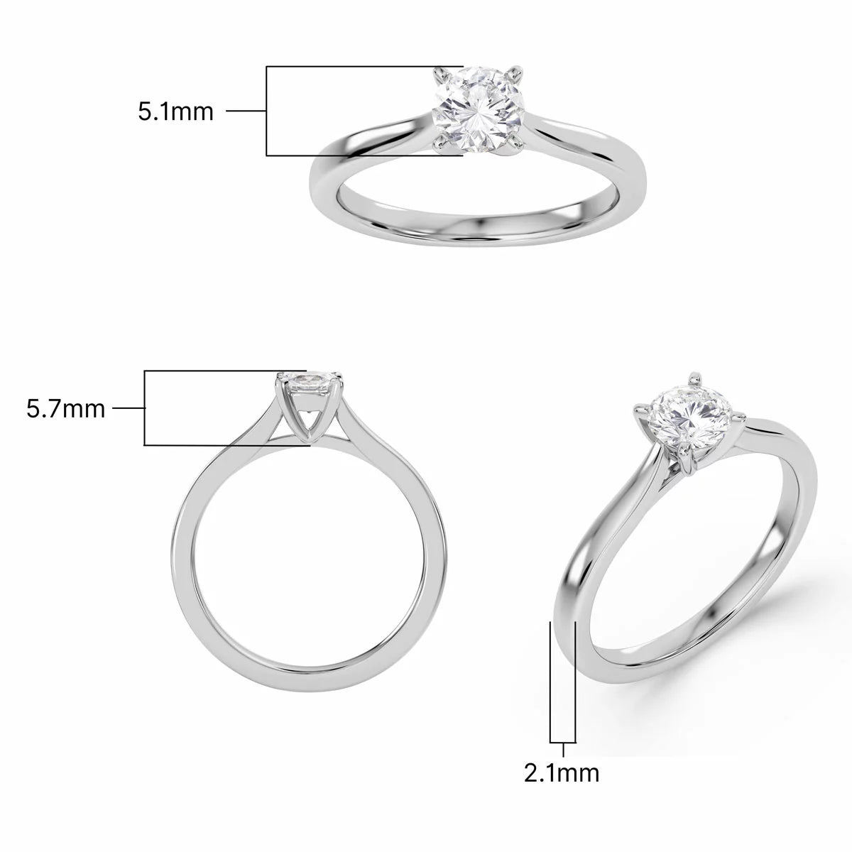 0.50ct Brilliant Cut Diamond Solitaire Ring, Platinum