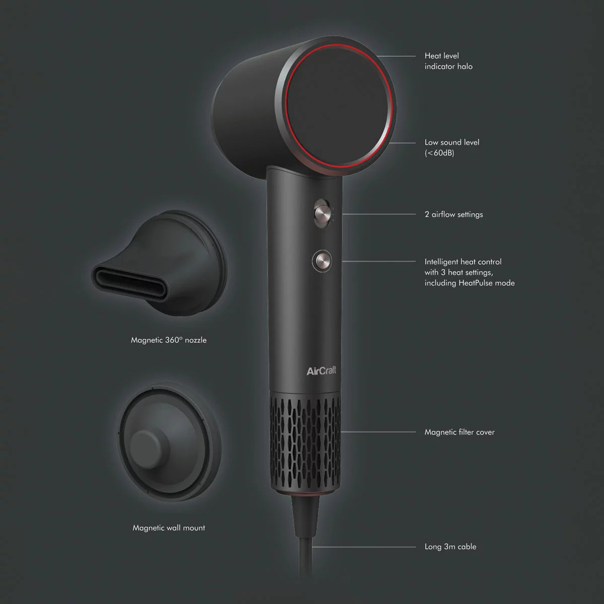 AirCraft Airmotion High Speed Ionic Hair Dryer With Heat Control
