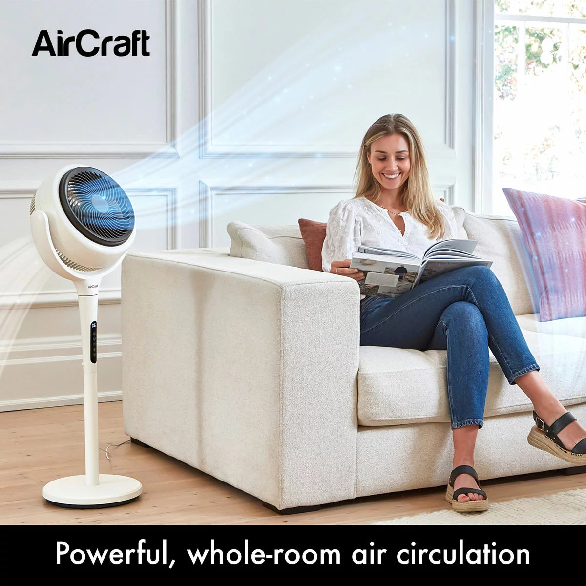 AirCraft LUME Ultra Quiet 2 in 1 Air Circulator Fan With Remote & LED Backlight