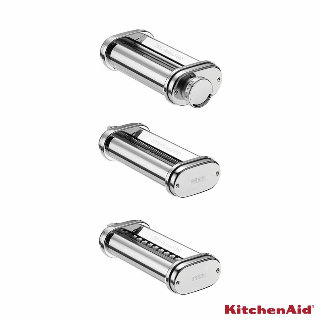 KitchenAid 5KSMPRA Paster Cutters & Roller 3 Piece Set in Silver