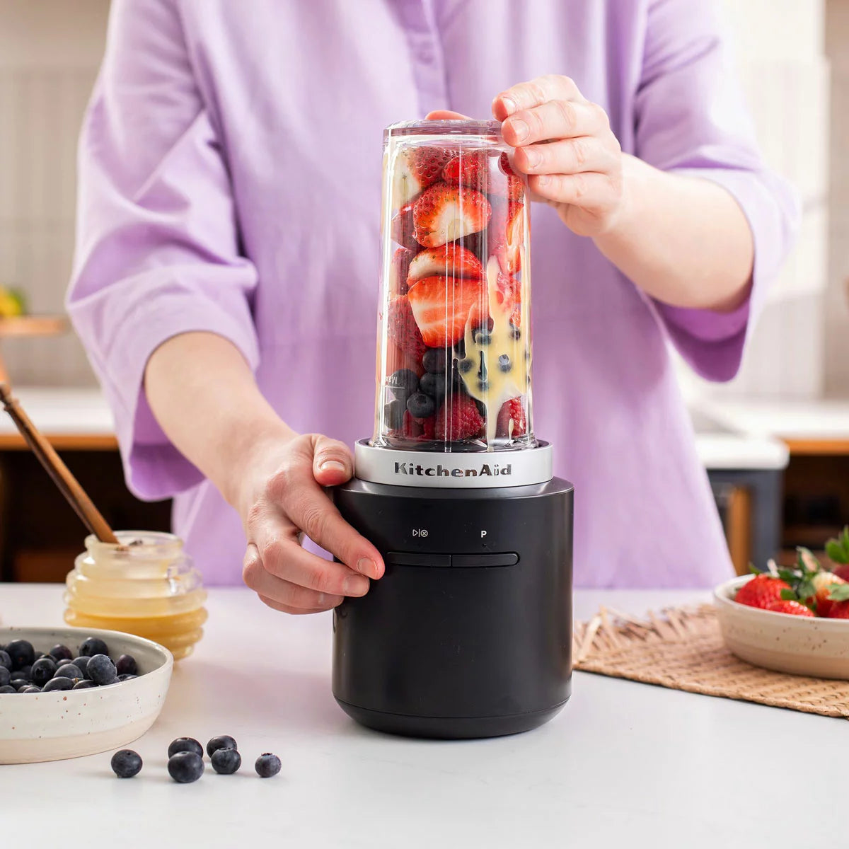 KitchenAid 5KSBR256BM Go Cordless Personal Blender With Battery in Black, view 2