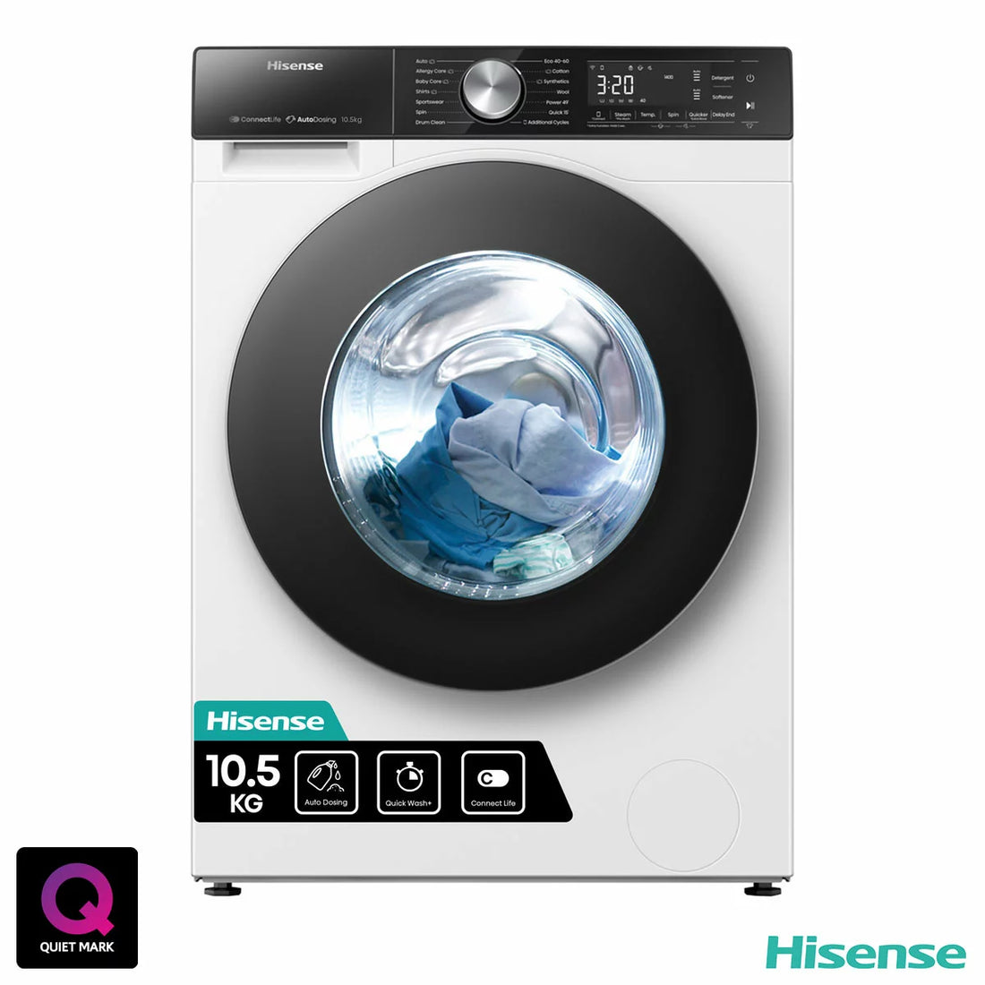 Hisense WF5S1045BW, 10.5kg, 1400rpm, Washing Machine A Rated in White