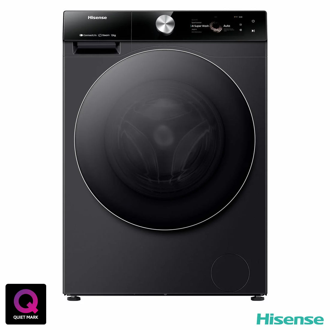 Hisense WF7S1247BB, 12kg, 1400rpm, Washing Machine A Rating in Black