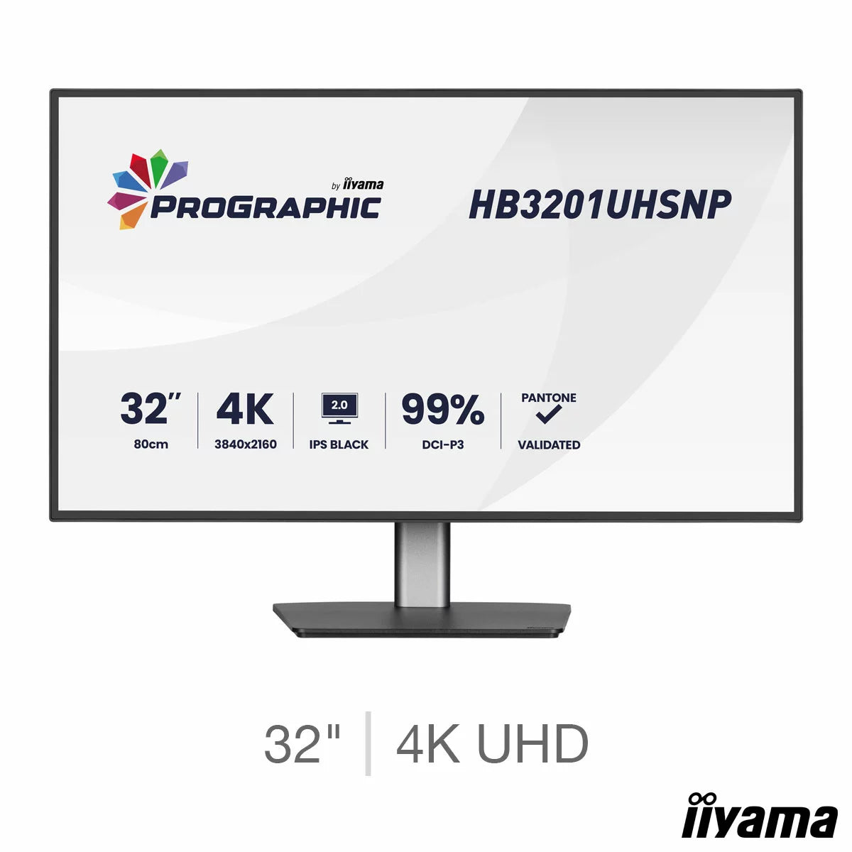 iiyama Prographic 32 Inch 60Hz 4K Ultra HD IPS Monitor, HB3201UHSNP-B1