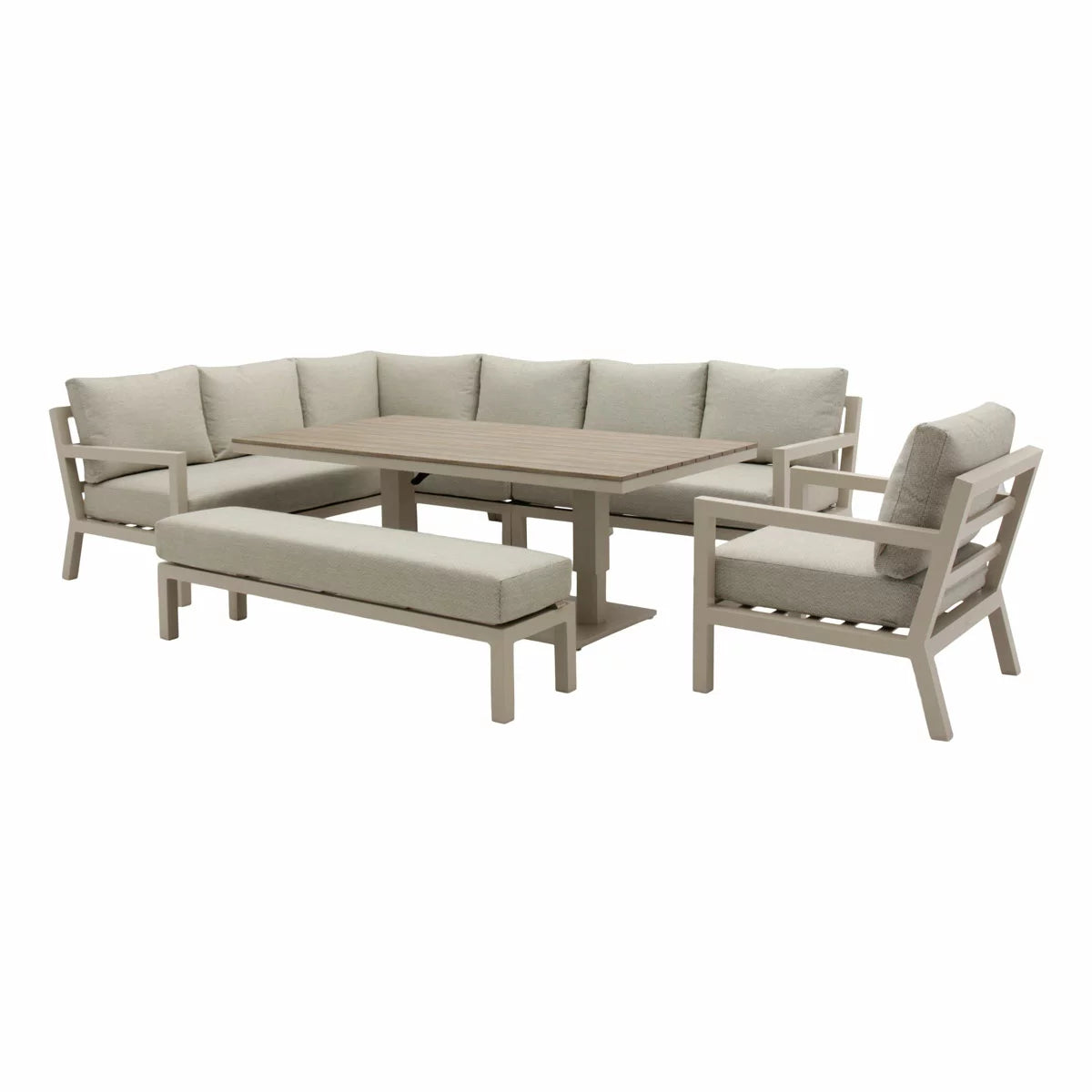 Bramblecrest Stowe 4 Piece L-Shaped Deep Seating Patio Set with Height
