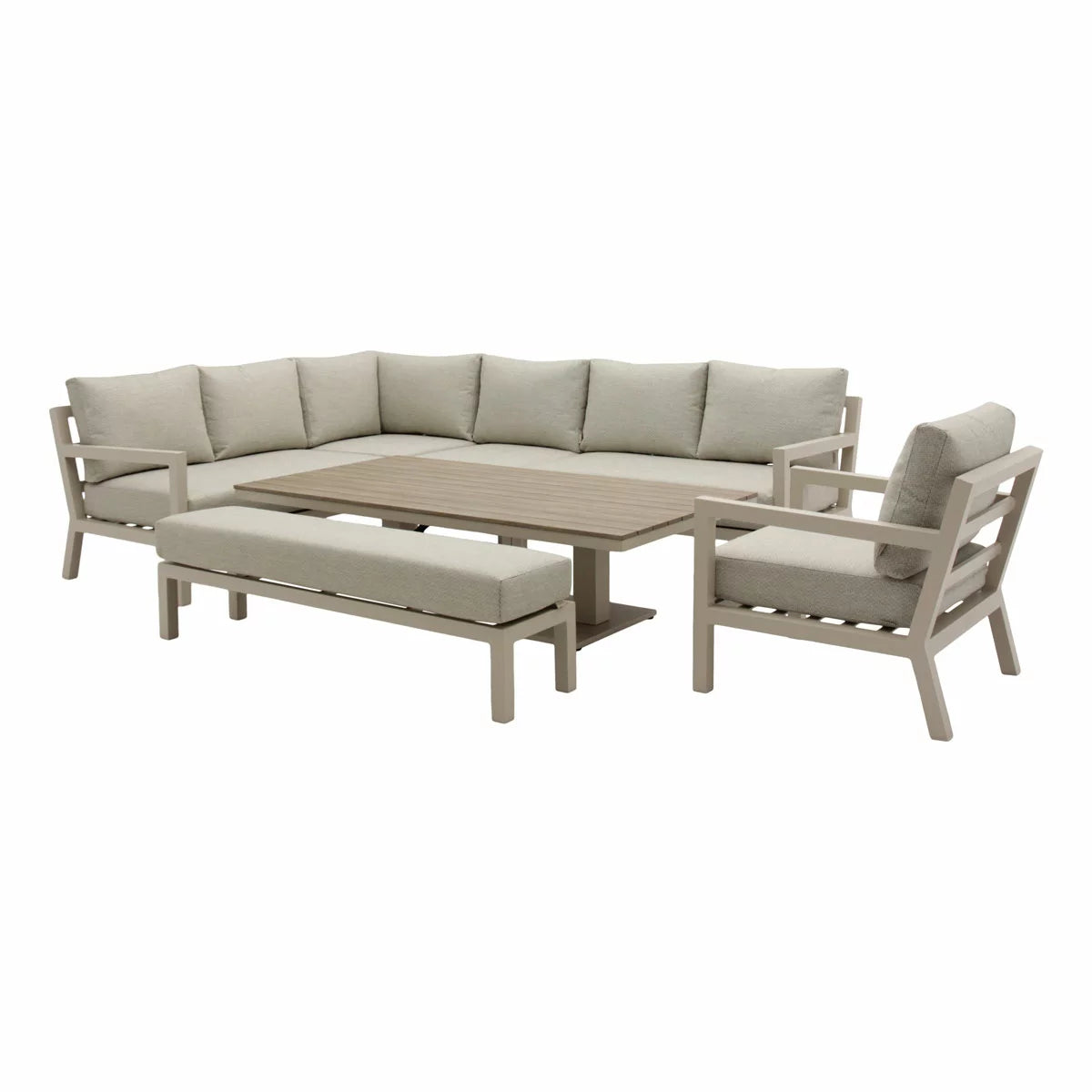 Bramblecrest Stowe 4 Piece L-Shaped Deep Seating Patio Set with Height