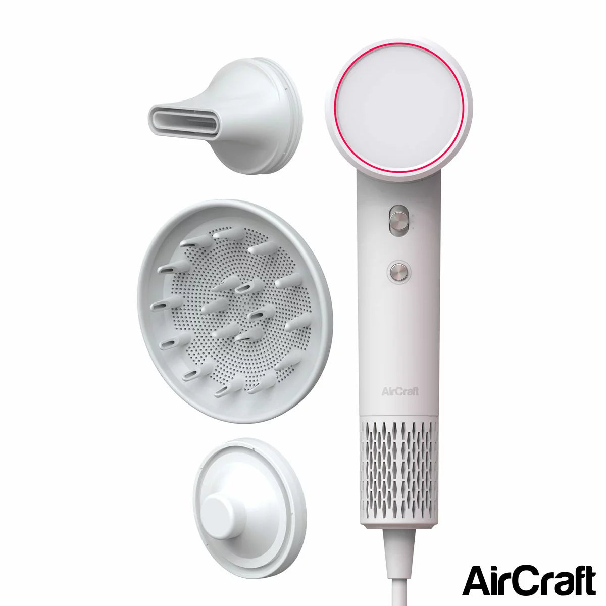 AirCraft Airmotion AIRHD1-W-D-V High Speed Ionic Hair Dryer With Heat Control & Diffuser in Snow White