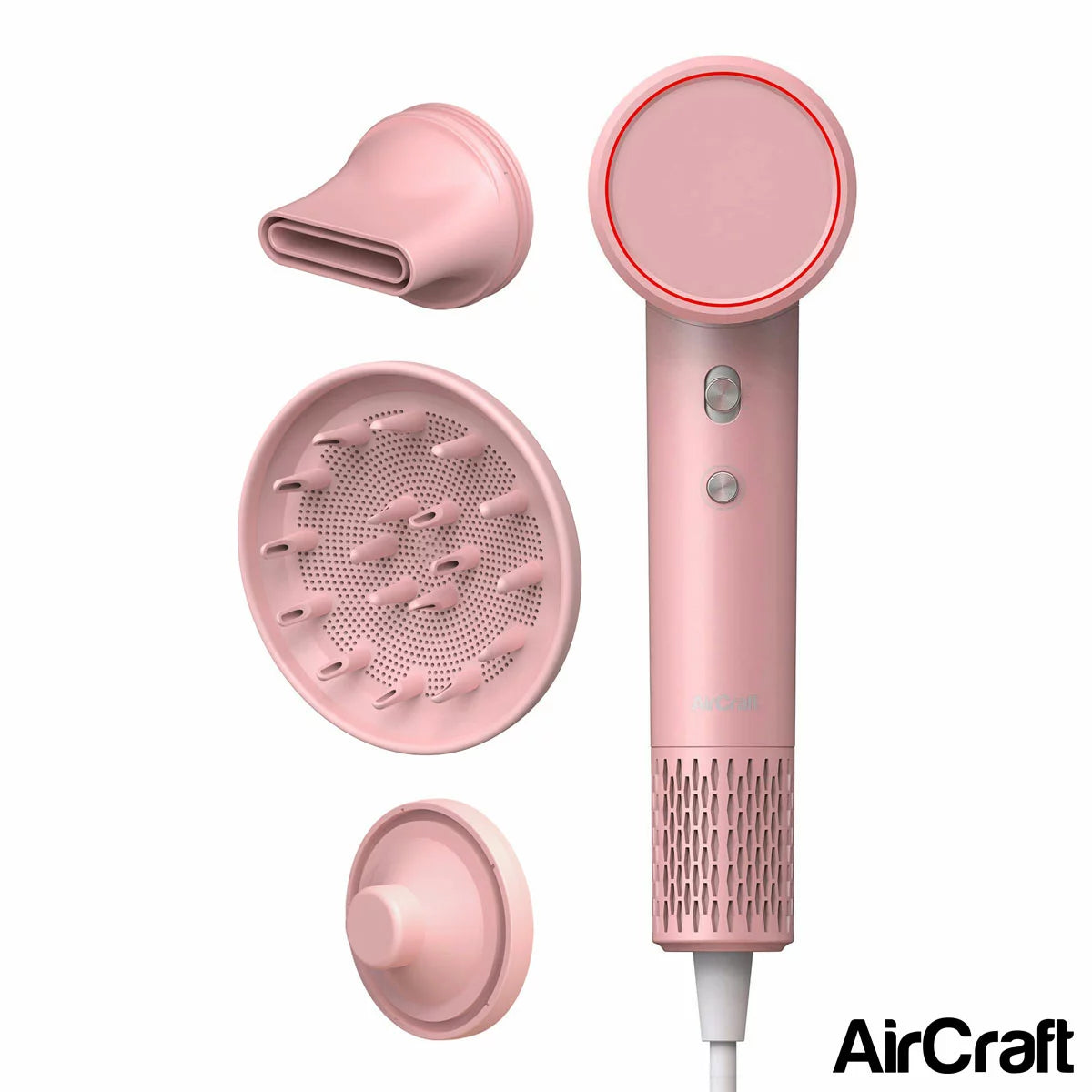 AirCraft Airmotion AIRHD1-P-D-V High Speed Ionic Hair Dryer With Heat Control & Diffuser in Blossom Pink