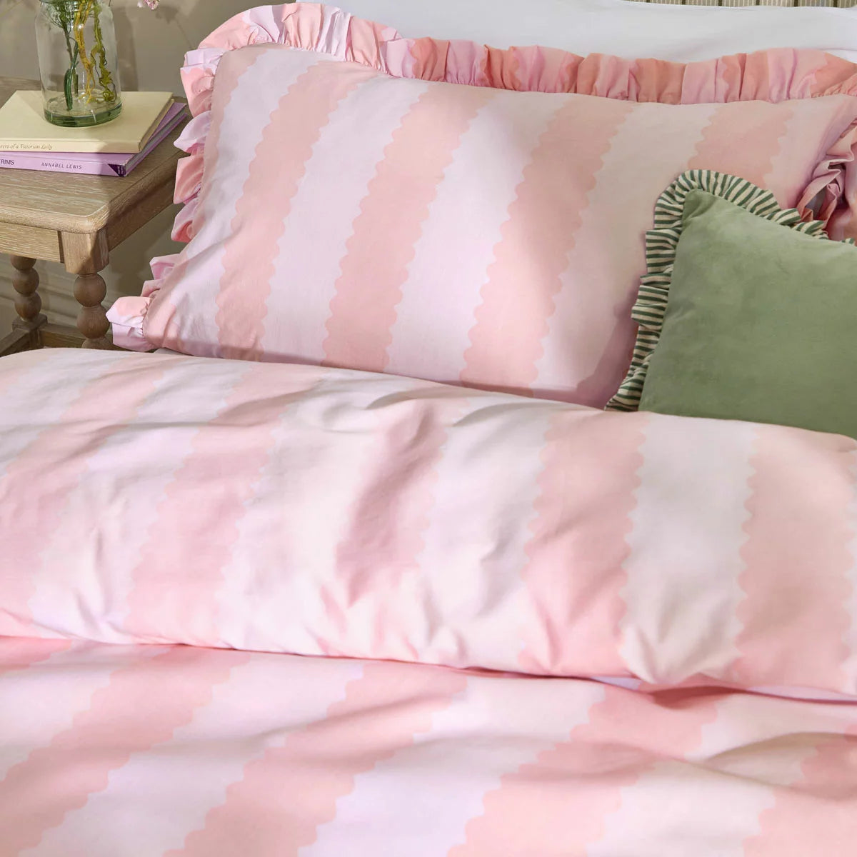 Wylder Birdie Pink Stripe Duvet Cover Set, in 4 Sizes