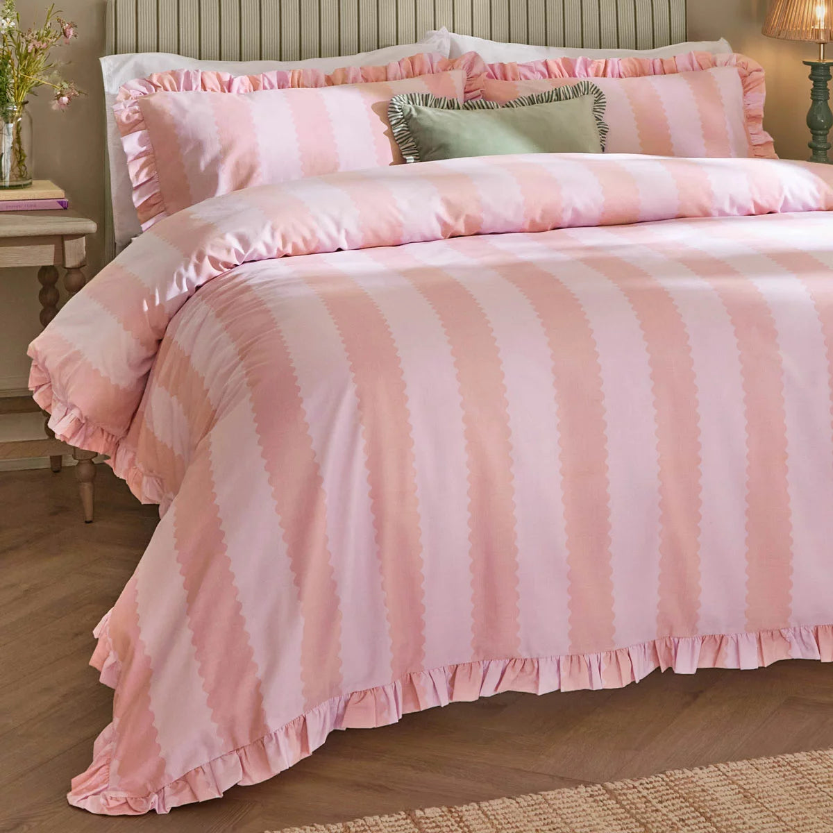 Wylder Birdie Pink Stripe Duvet Cover Set, in 4 Sizes