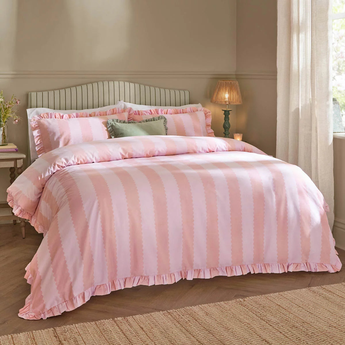 Wylder Birdie Pink Stripe Duvet Cover Set, in 4 Sizes