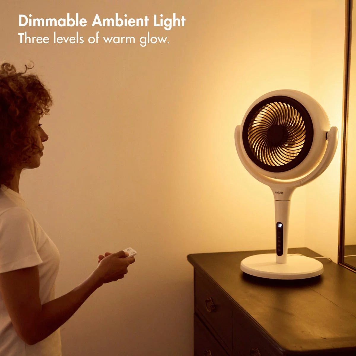 AirCraft LUME MIDI Ultra Quiet Air Circulator Table Fan with Remote & Dimmable