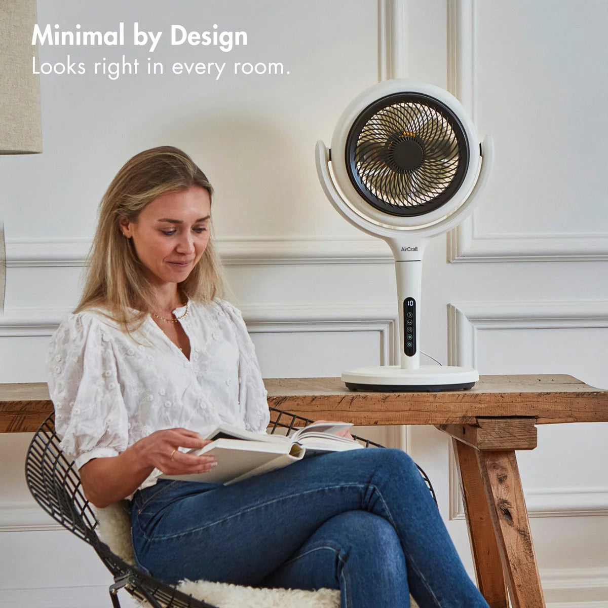 AirCraft LUME MIDI Ultra Quiet Air Circulator Table Fan with Remote & Dimmable
