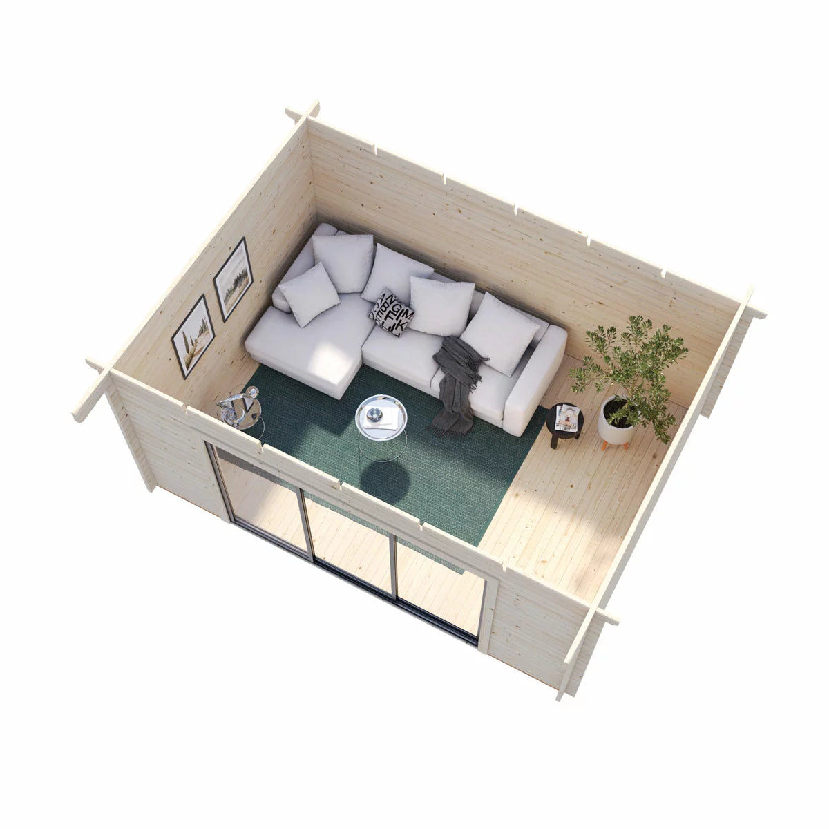 Palmako Lea 44mm Wooden Log Cabin in Natural Wood Colour 14ft 7" x 10ft 8" (4.5m