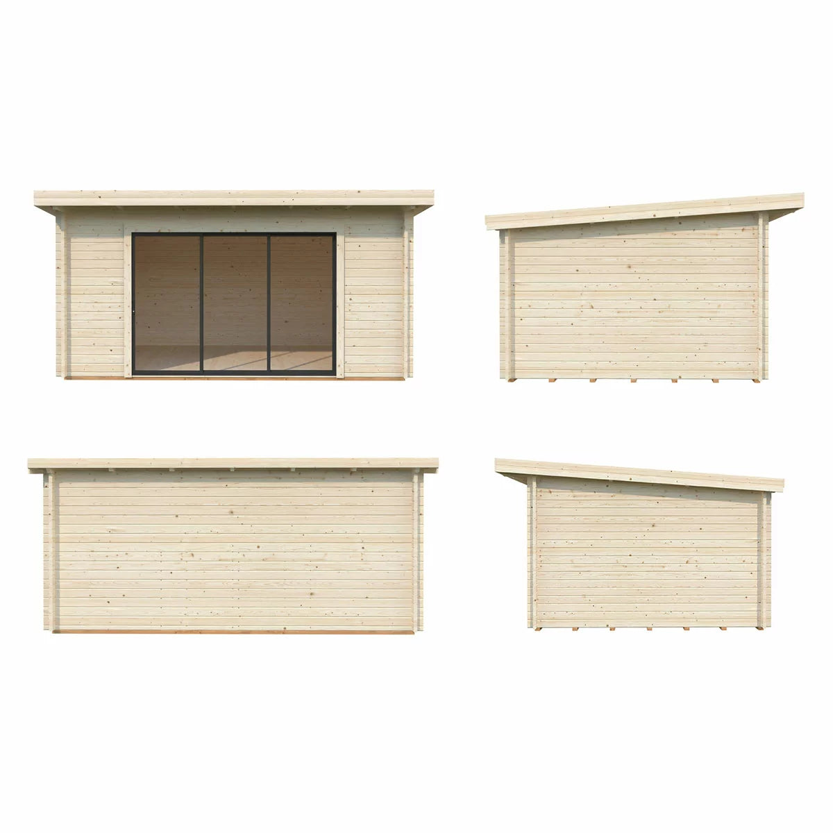Palmako Lea 44mm Wooden Log Cabin in Natural Wood Colour 14ft 7" x 10ft 8" (4.5m