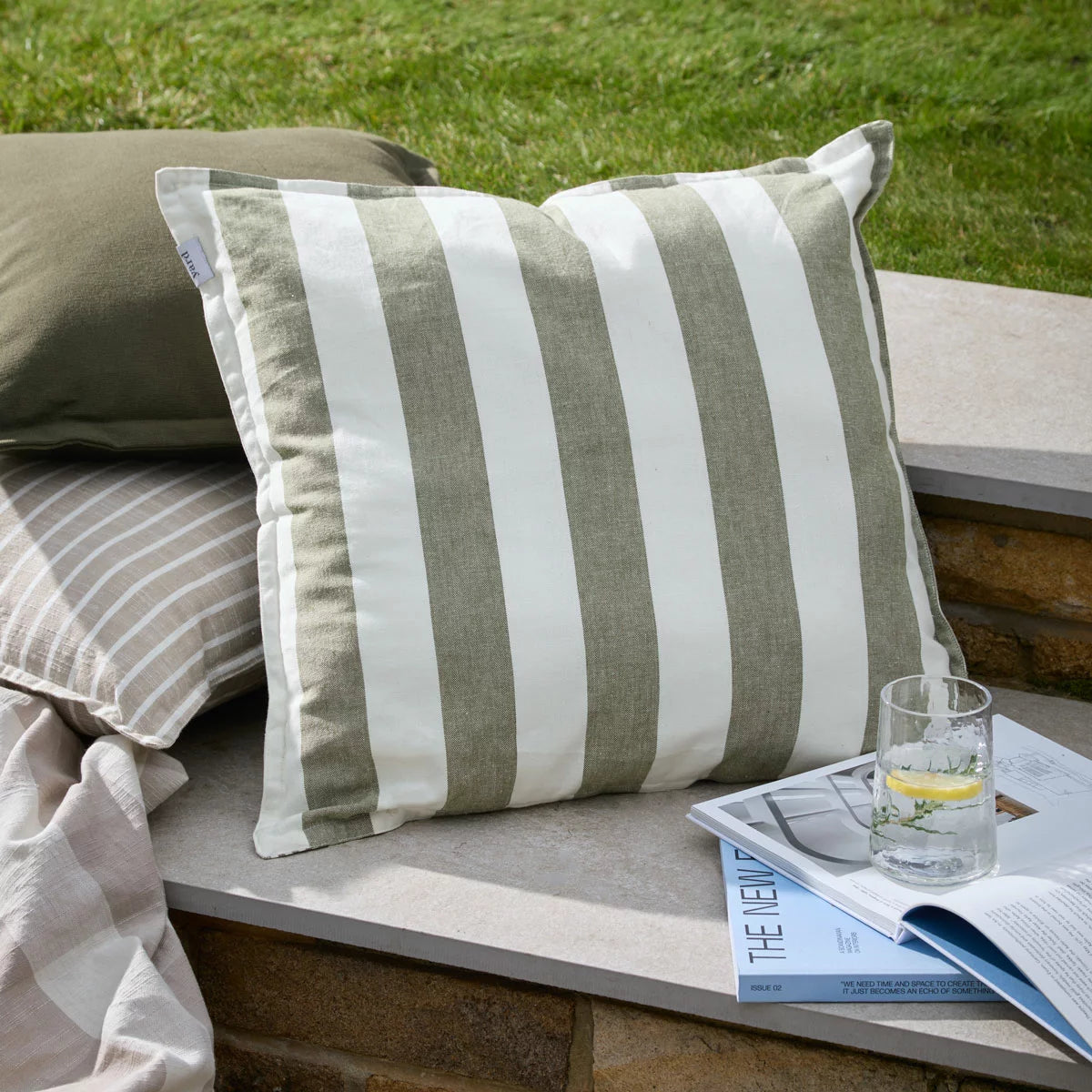 Yard Hayle Striped Indoor Outdoor Cushion, 50 x 50 cm