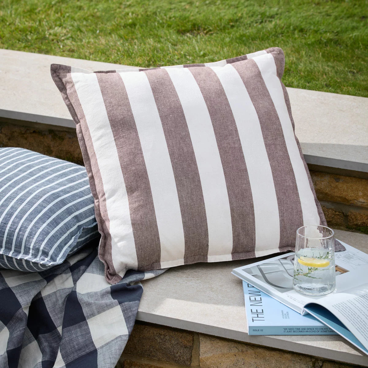 Yard Hayle Striped Indoor Outdoor Cushion, 50 x 50 cm