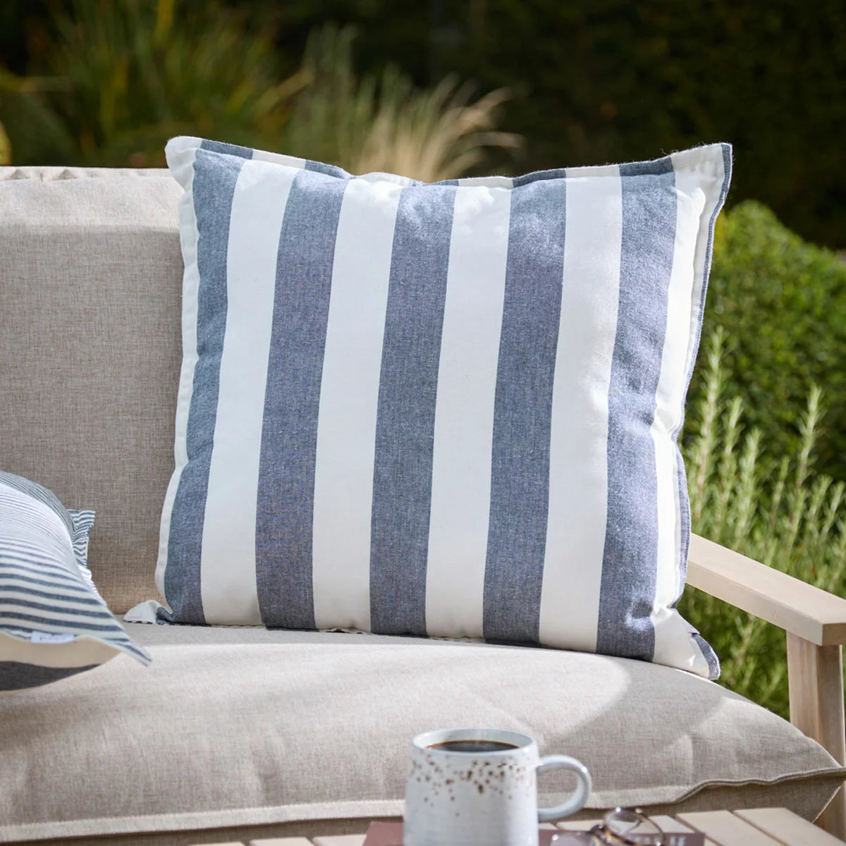 Yard Hayle Blue Striped Indoor Outdoor Cushion, 50 x 50 cm
