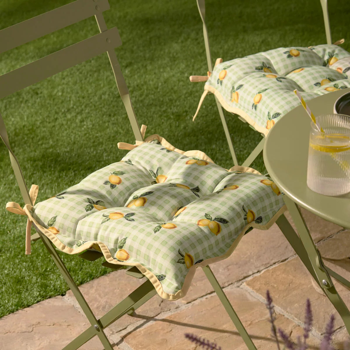 Furn Fruits Indoor Outdoor Seat Pad 2 Pack in 2 Designs, 40 x 40 cm