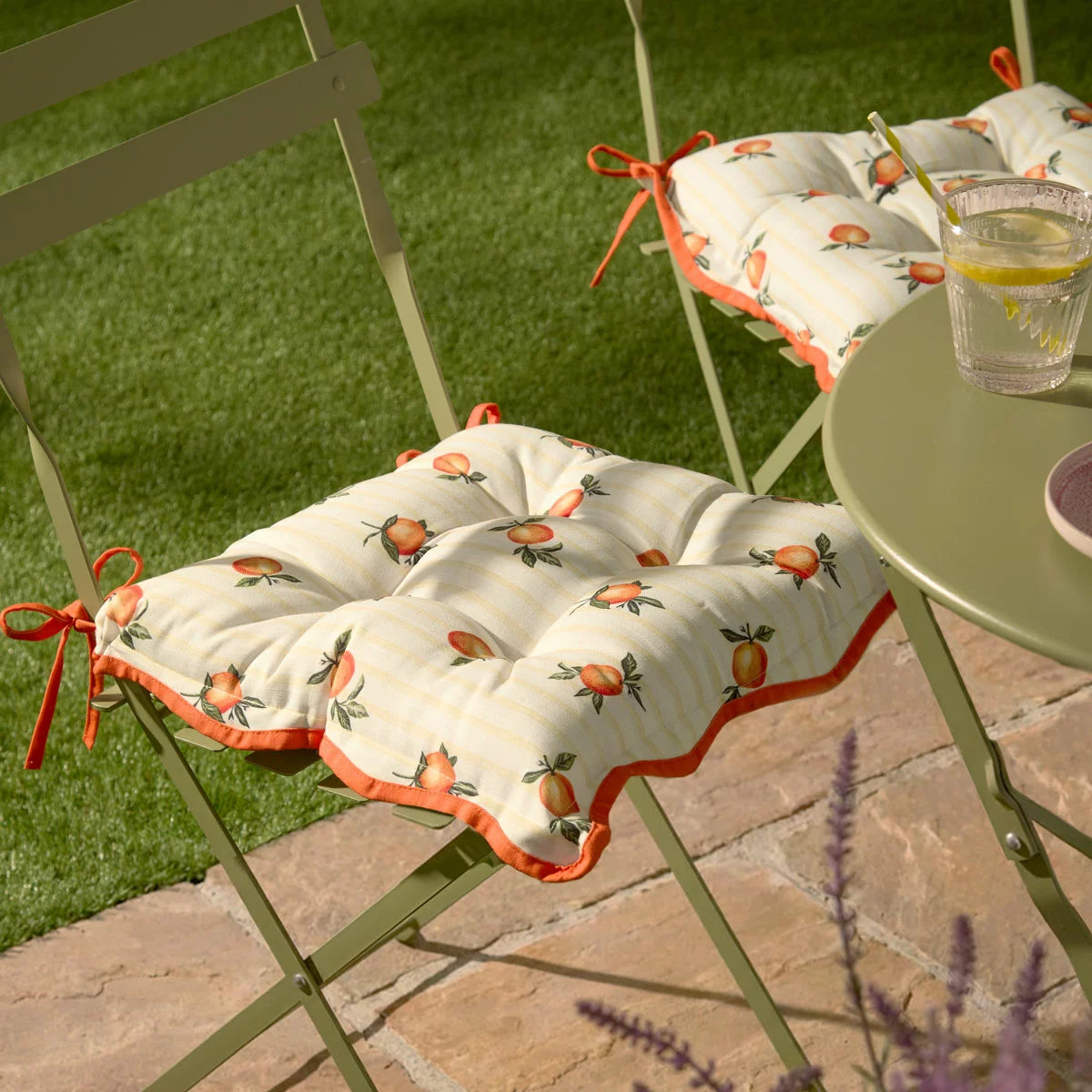 Furn Fruits Orange Indoor Outdoor Seat Pad 2 Pack, 40 x 40 cm