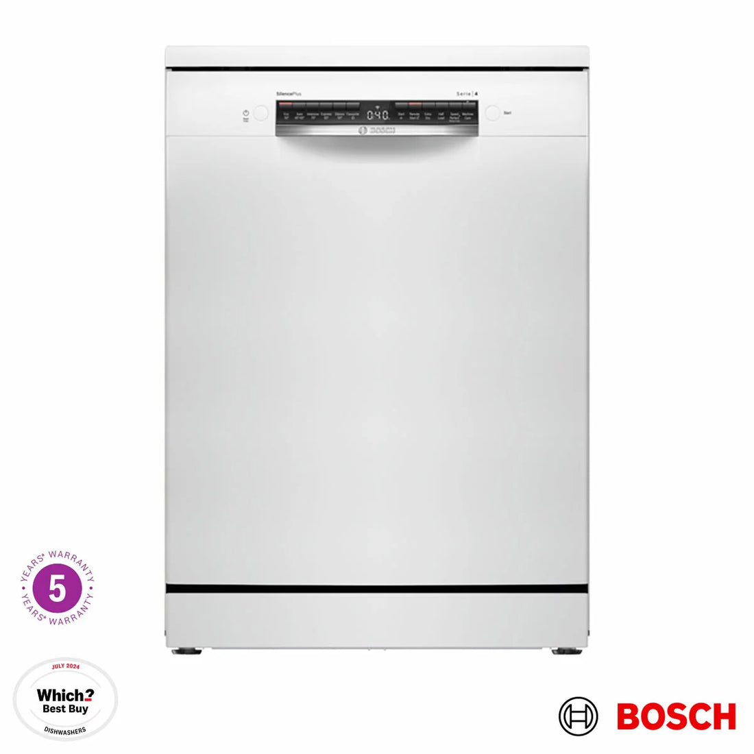 Bosch SMS4EMW06G Series 4 Freestanding 14 Place Setting Dishwasher, B Rated