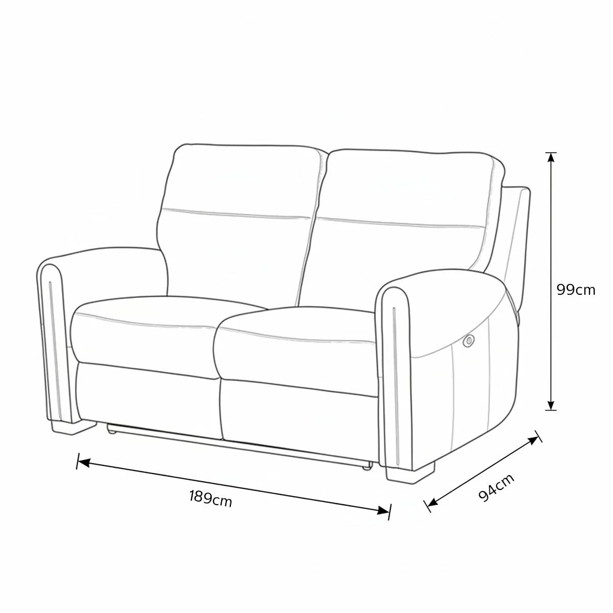 Nicoletti Atlanta Beige Leather Power Reclining Large 2 Seater Sofa