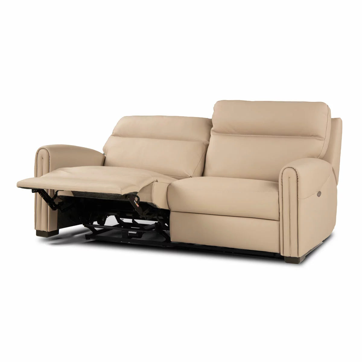Nicoletti Atlanta Beige Leather Power Reclining Large 2 Seater Sofa