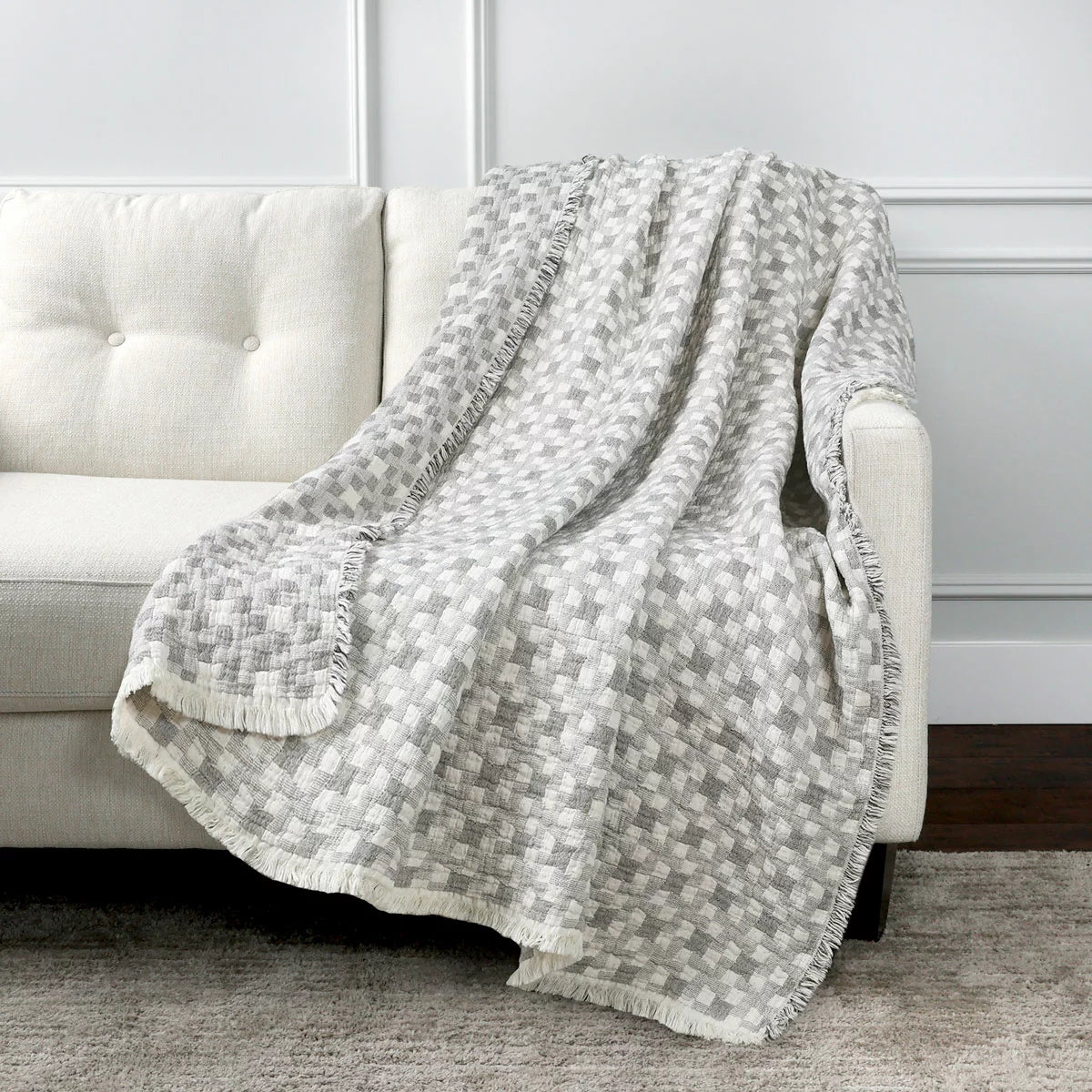 Life Comfort Reversible 100% Cotton Gauze Throw, 127 x 162 cm