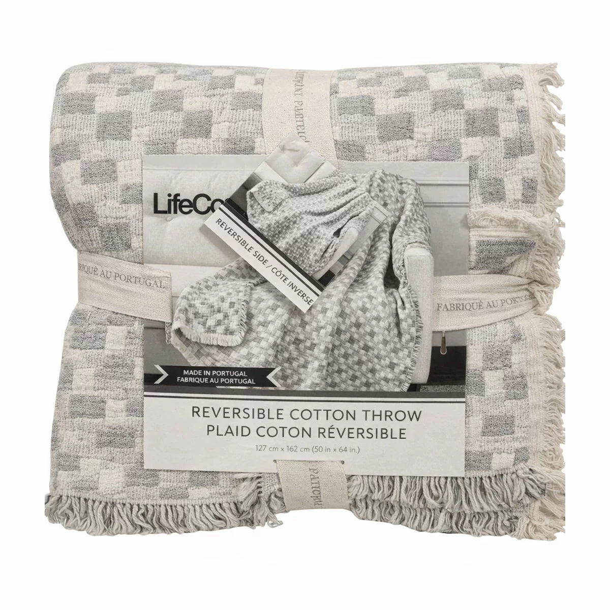 Life Comfort Reversible 100% Cotton Gauze Throw, 127 x 162 cm