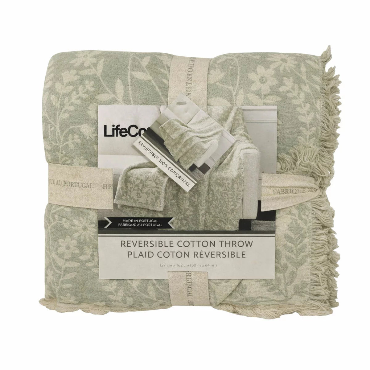 Life Comfort Reversible 100% Cotton Gauze Throw, 127 x 162 cm