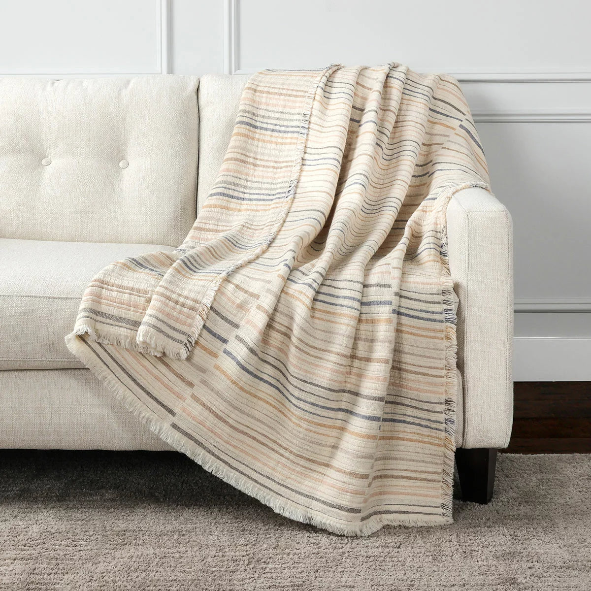 Life Comfort Reversible 100% Cotton Gauze Neutral Throw, 127 x 162 cm