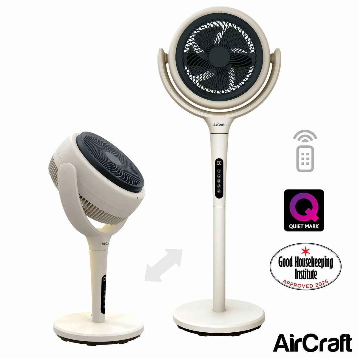 AirCraft LUME Ultra Quiet 2 in 1 Air Circulator Fan With Remote & LED Backlight